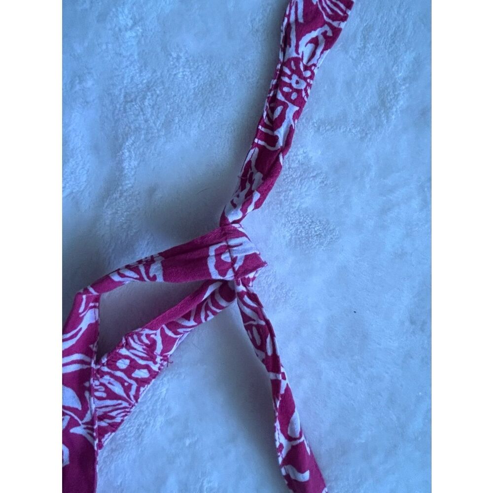 Vibrant Pink Floral Tie-Shoulder Boho Tropical Maxi Dress Side Cut Outs Rayon - Picture 12 of 12